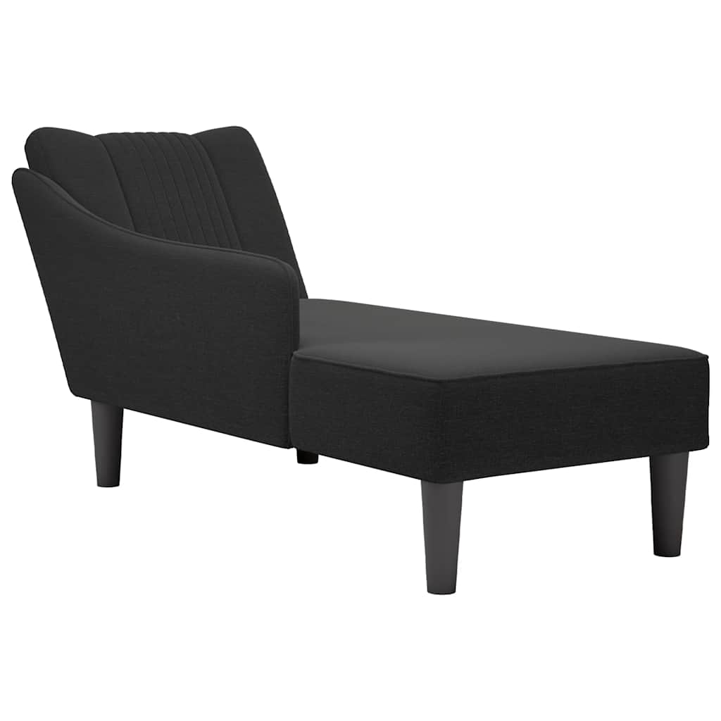 Sezlong cu cotiera dreapta din material negru