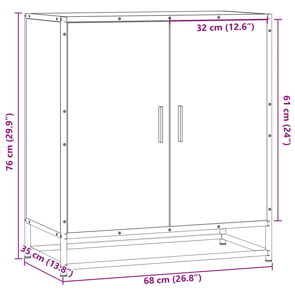 Dulap, stejar fumuriu, 68x35x76 cm, lemn prelucrat si metal — imaginea 10