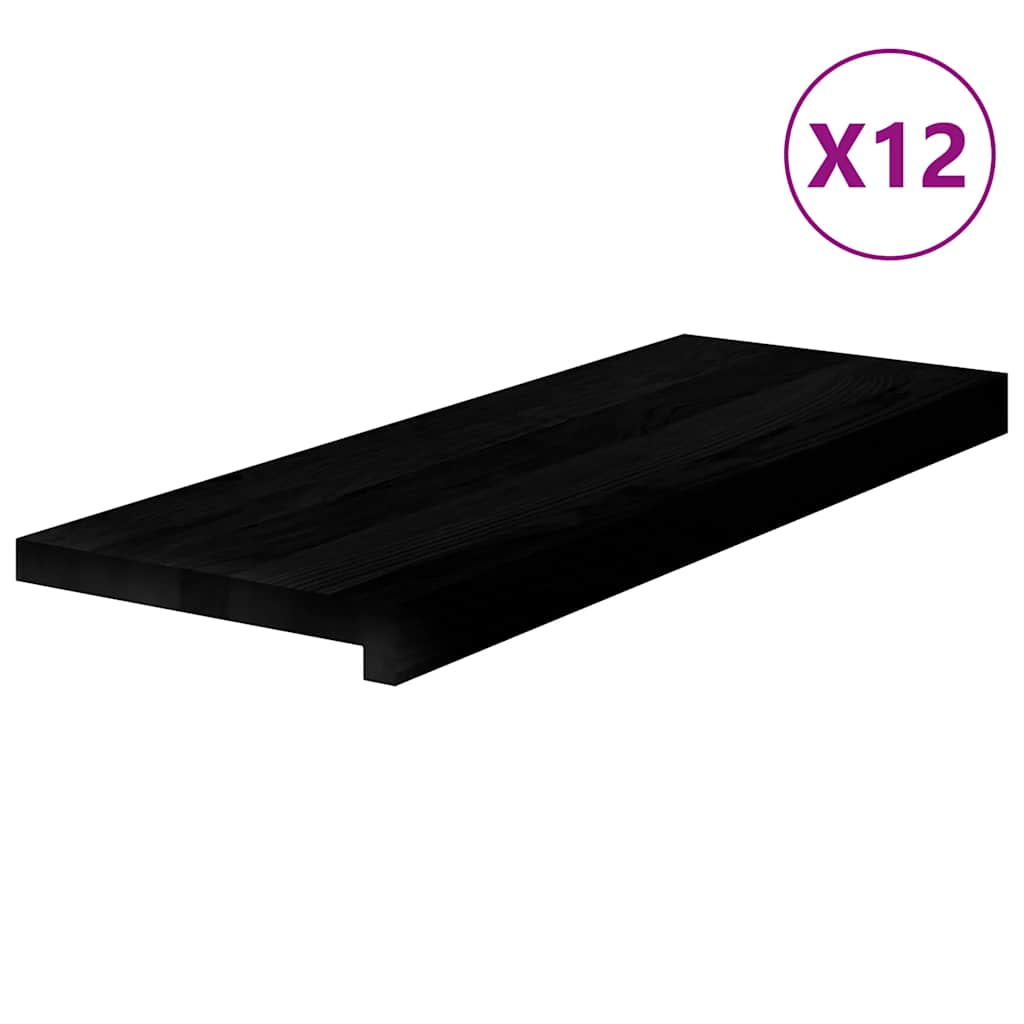 Trepte de scara 12 buc maro inchis lemn masiv de stejar, mărime 70x25x2 cm