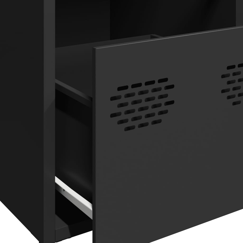 Dulap, negru, 68x39x73,5 cm, otel laminat la rece — imaginea 9