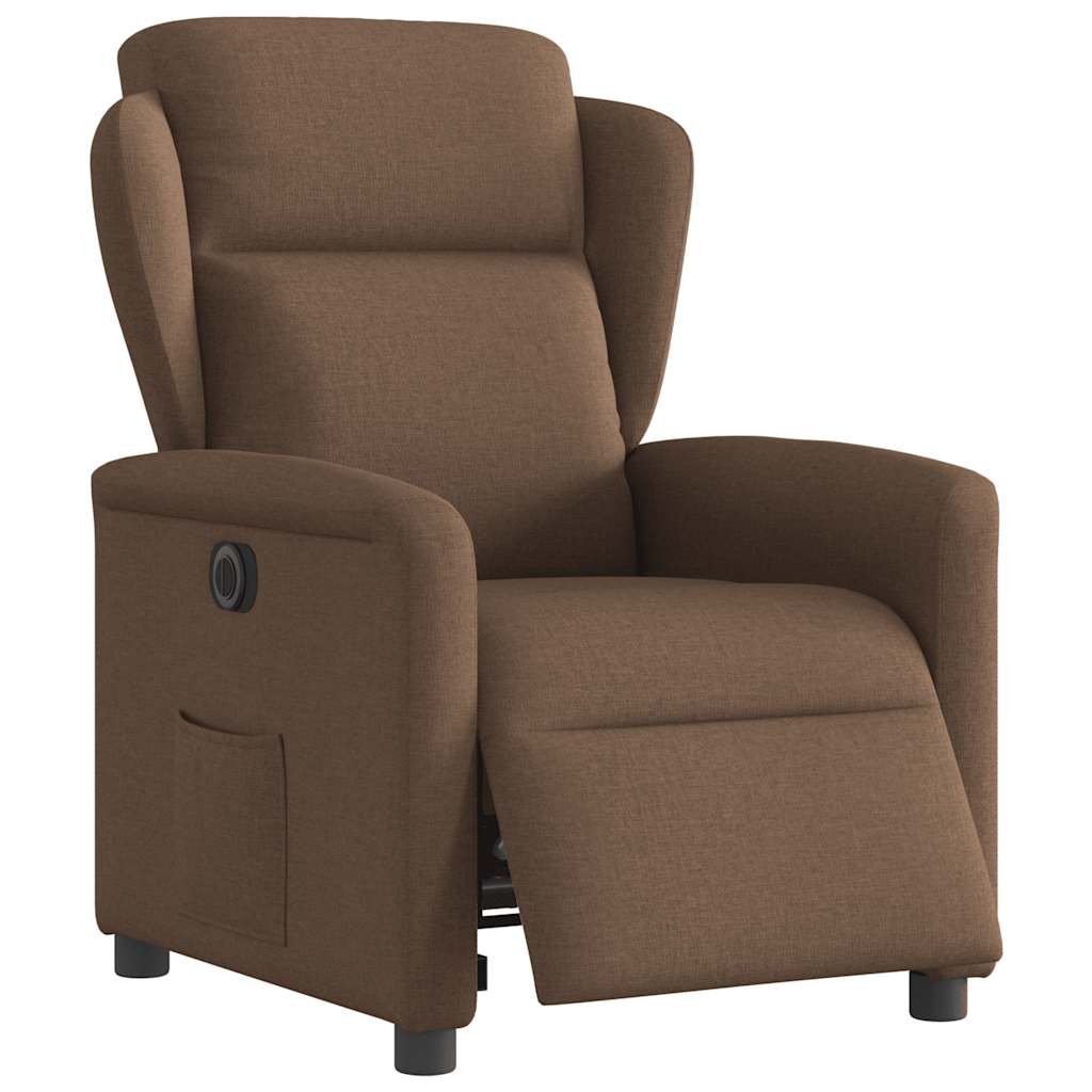 Fotoliu rabatabil electric, maro, material textil — imaginea 3