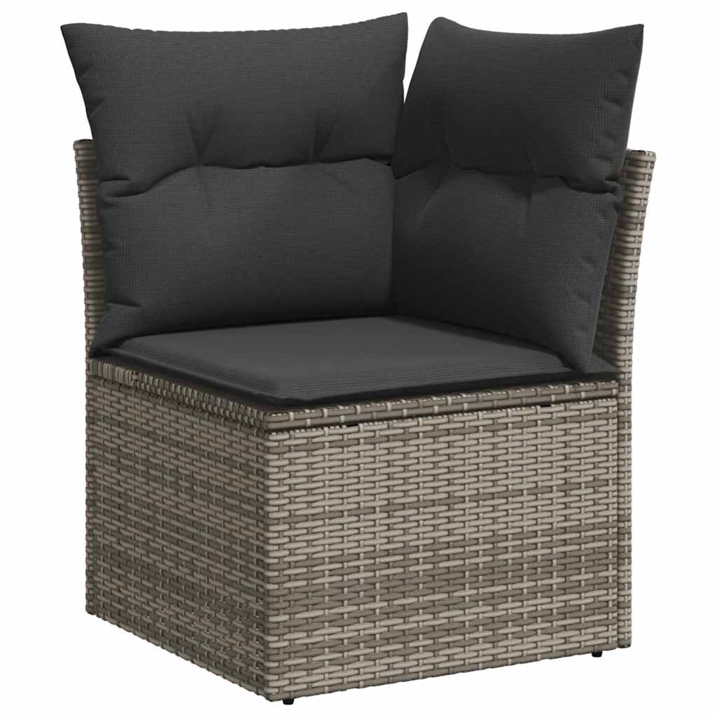 Set canapele de gradina cu perne, 11 piese, gri, poliratan — imaginea 5