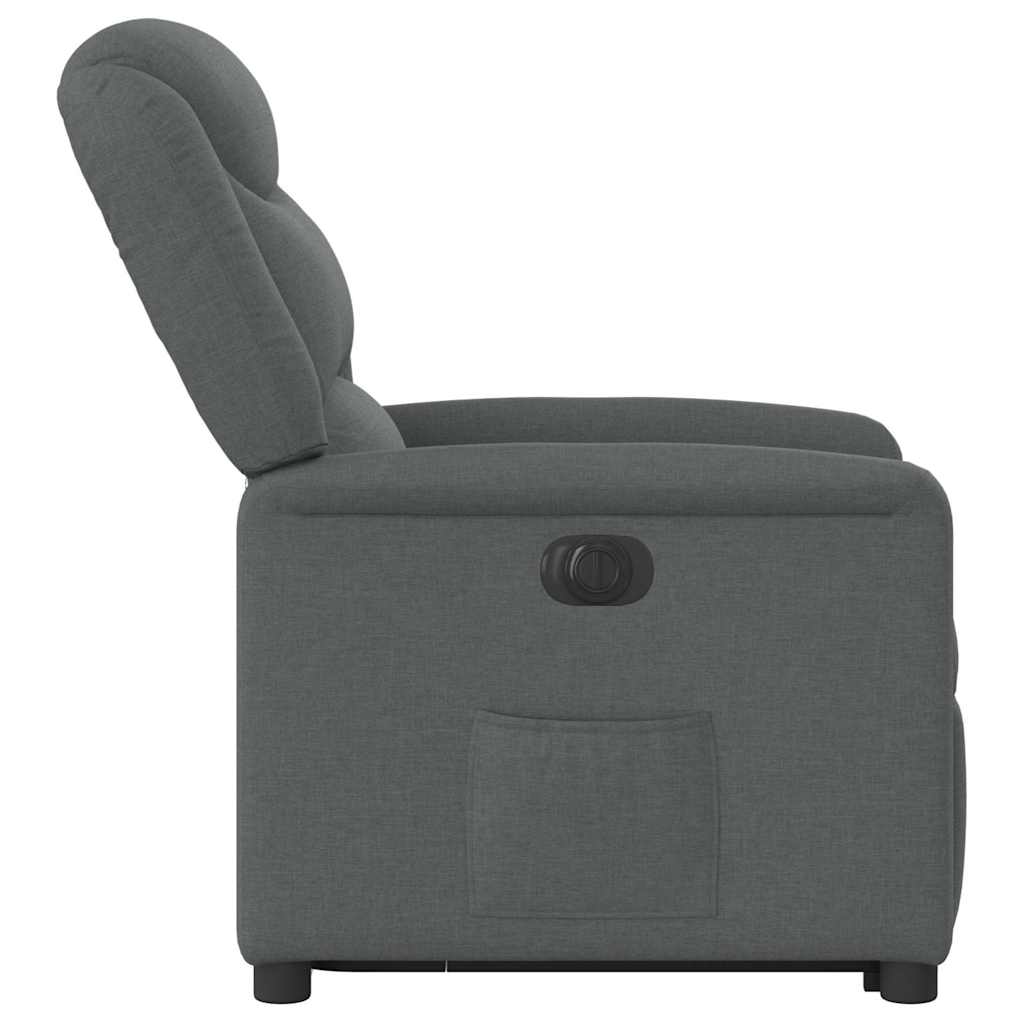 Fotoliu electric rabatabil cu ridicare, gri inchis, textil — imaginea 6