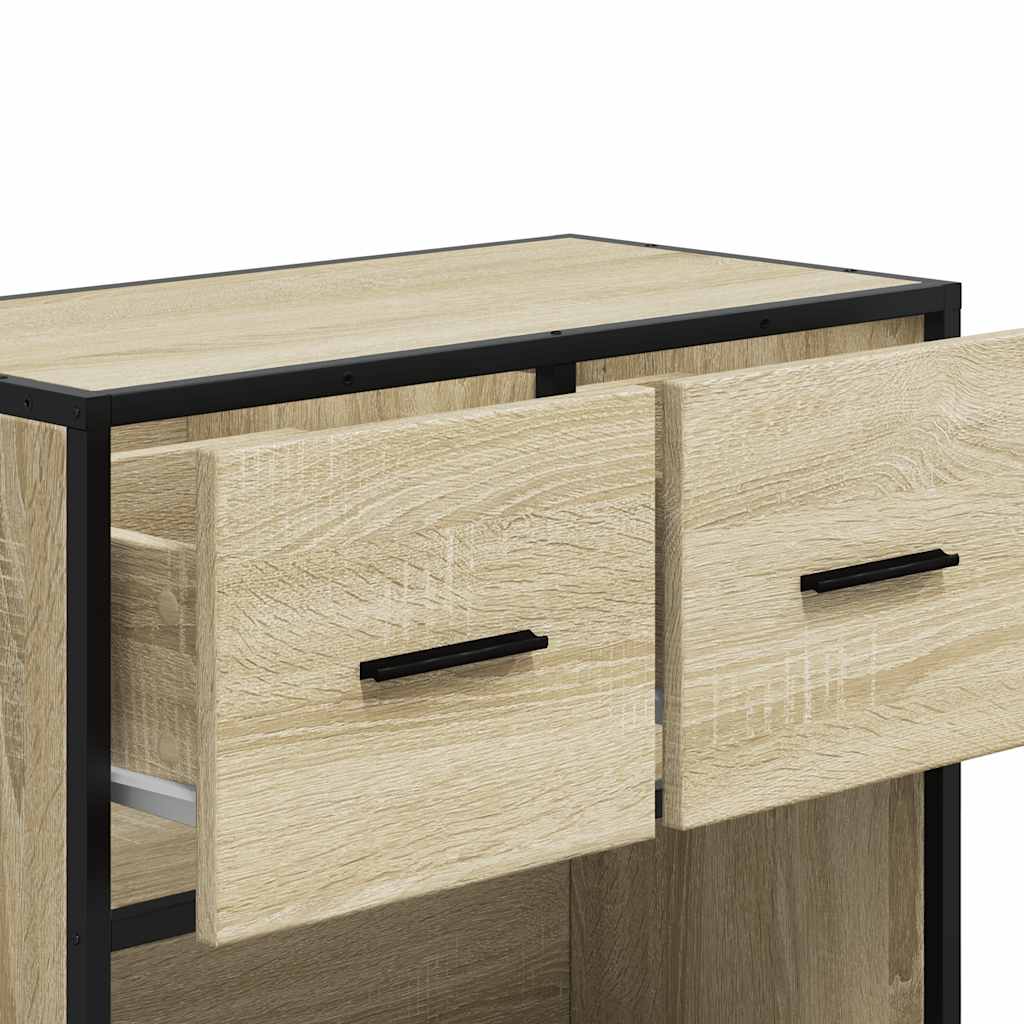Noptiera din stejar Sonoma 60x31x60 cm lemn prelucrat si metal — imaginea 9