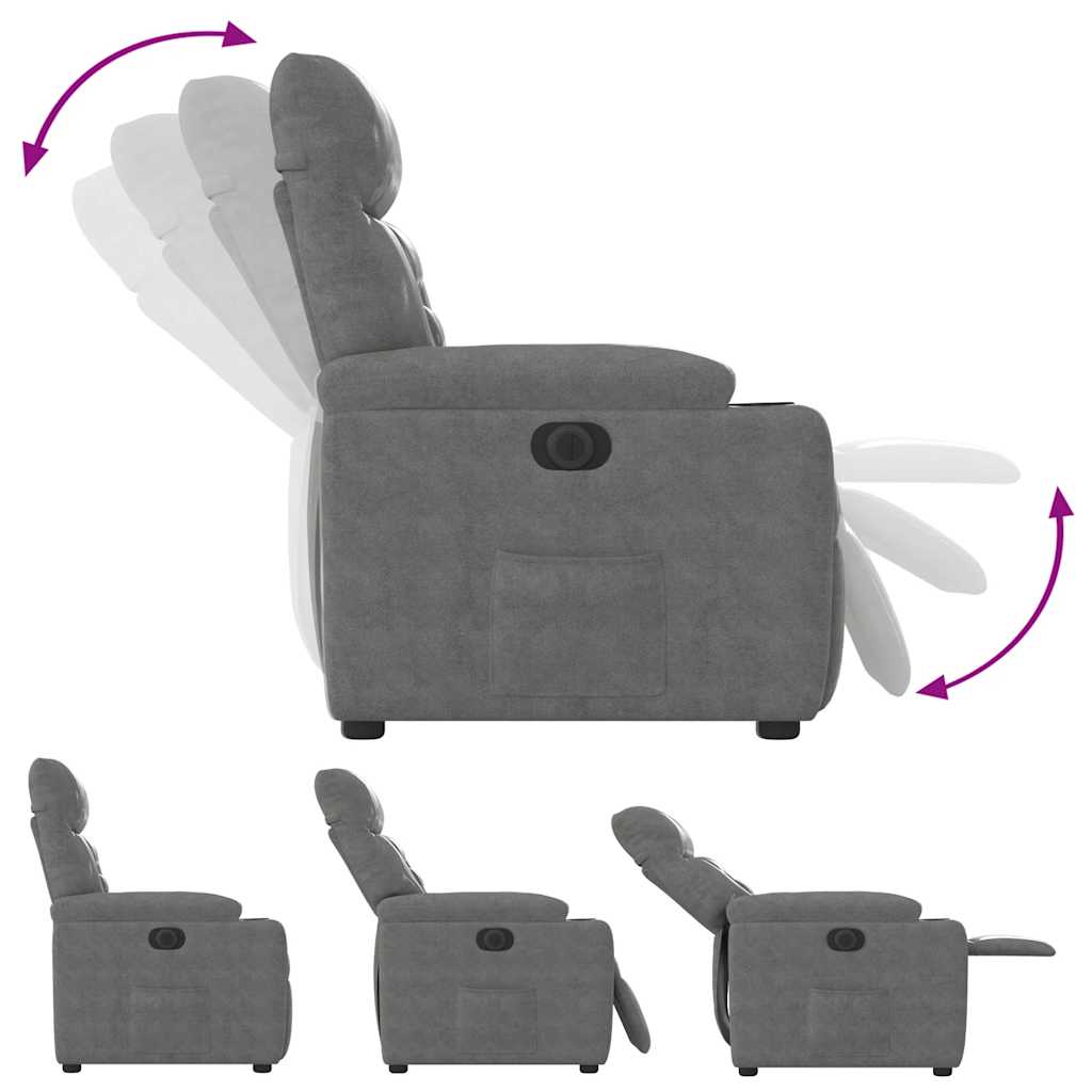 Fotoliu rabatabil electric, gri deschis, microfibra — imaginea 8