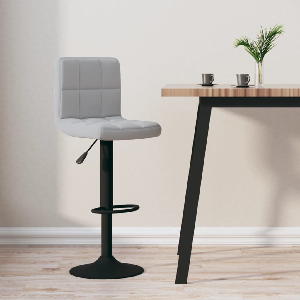 Scaun de bar, gri deschis, catifea — imaginea 2