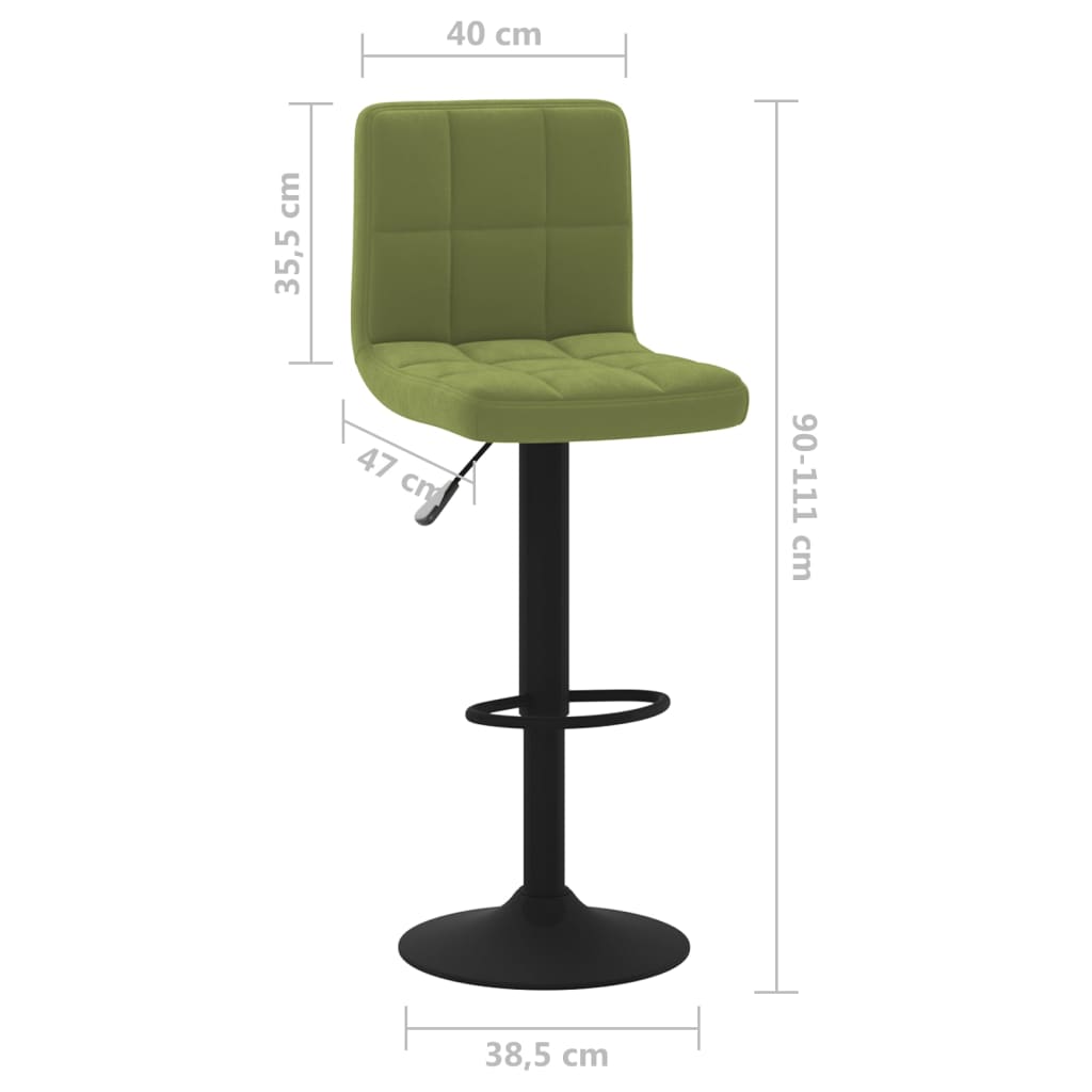 Scaune de bar, 2 buc., verde deschis, catifea — imaginea 9