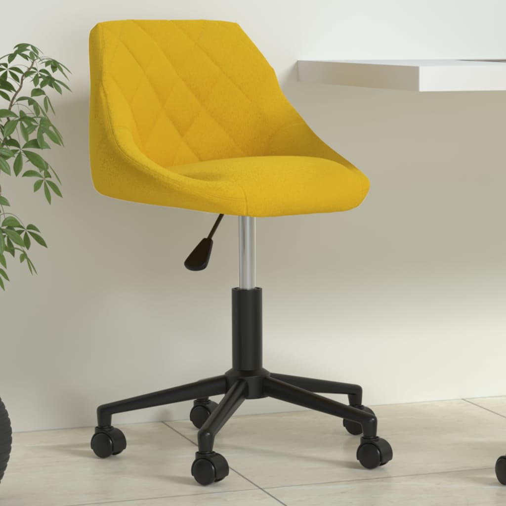 Scaun de birou pivotant, galben mustar, catifea — imaginea 2
