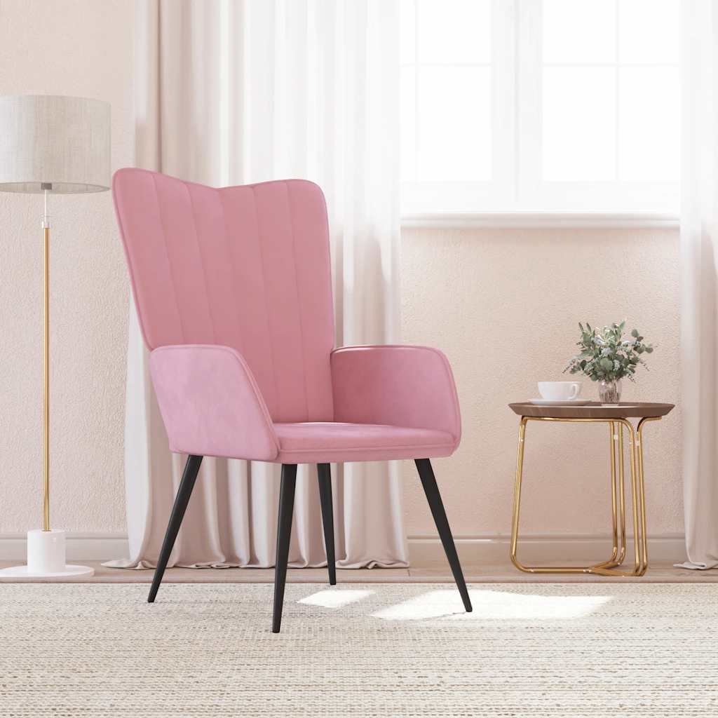 Fotoliu de relaxare, roz, catifea — imaginea 2