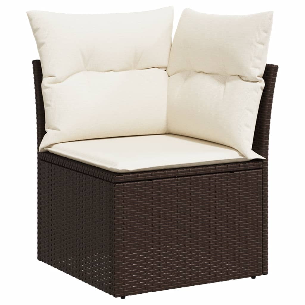 Set canapele de gradina cu perne, 6 piese, maro, poliratan — imaginea 5