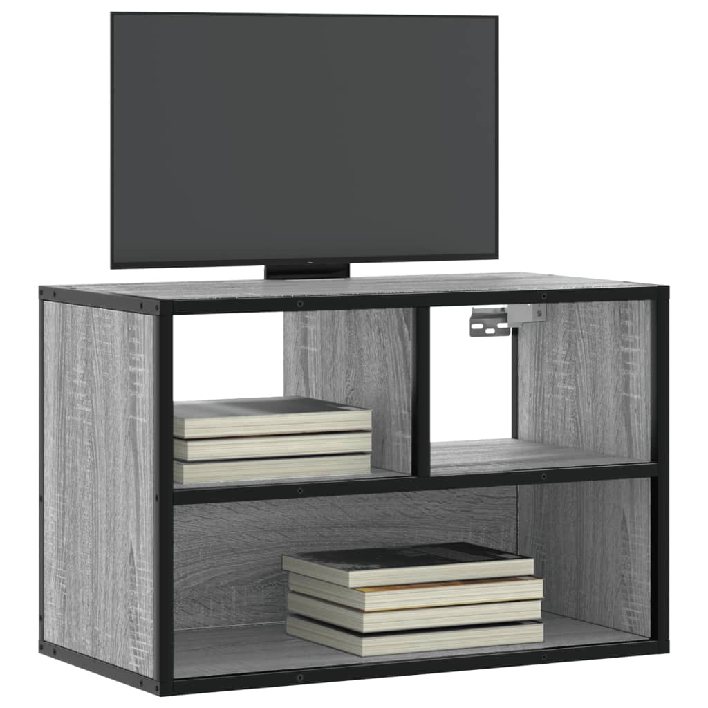 Dulap TV, gri sonoma, 60x31x39,5 cm, lemn prelucrat si metal — imaginea 2