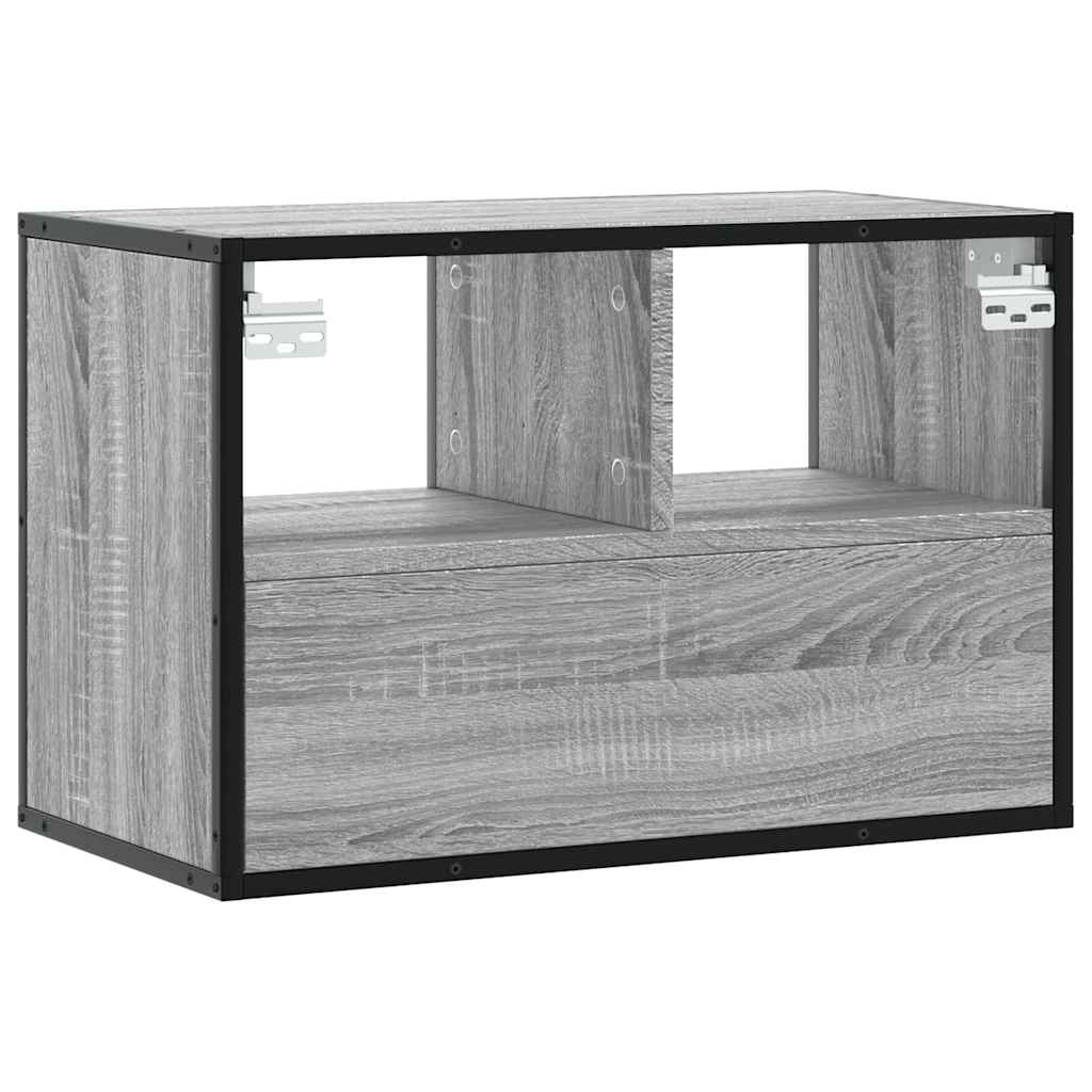Dulap TV, gri sonoma, 60x31x39,5 cm, lemn prelucrat si metal — imaginea 6