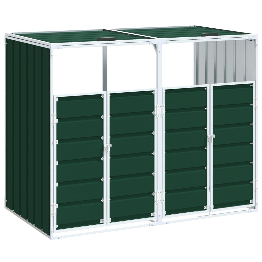 Depozit pubele cu roti duble, verde, 144x81x113 cm, otel