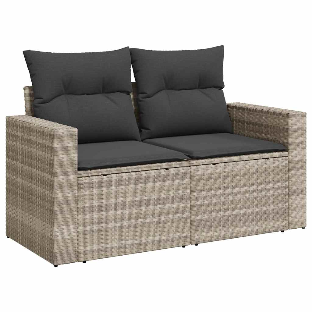 Set canapele de gradina cu perne, 5 piese gri deschis poliratan — imaginea 4
