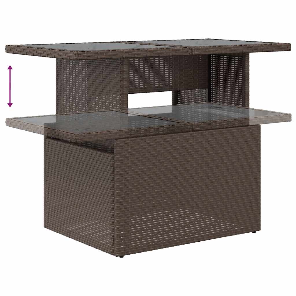 Set canapele de gradina cu perne, 5 piese, maro, poliratan — imaginea 8
