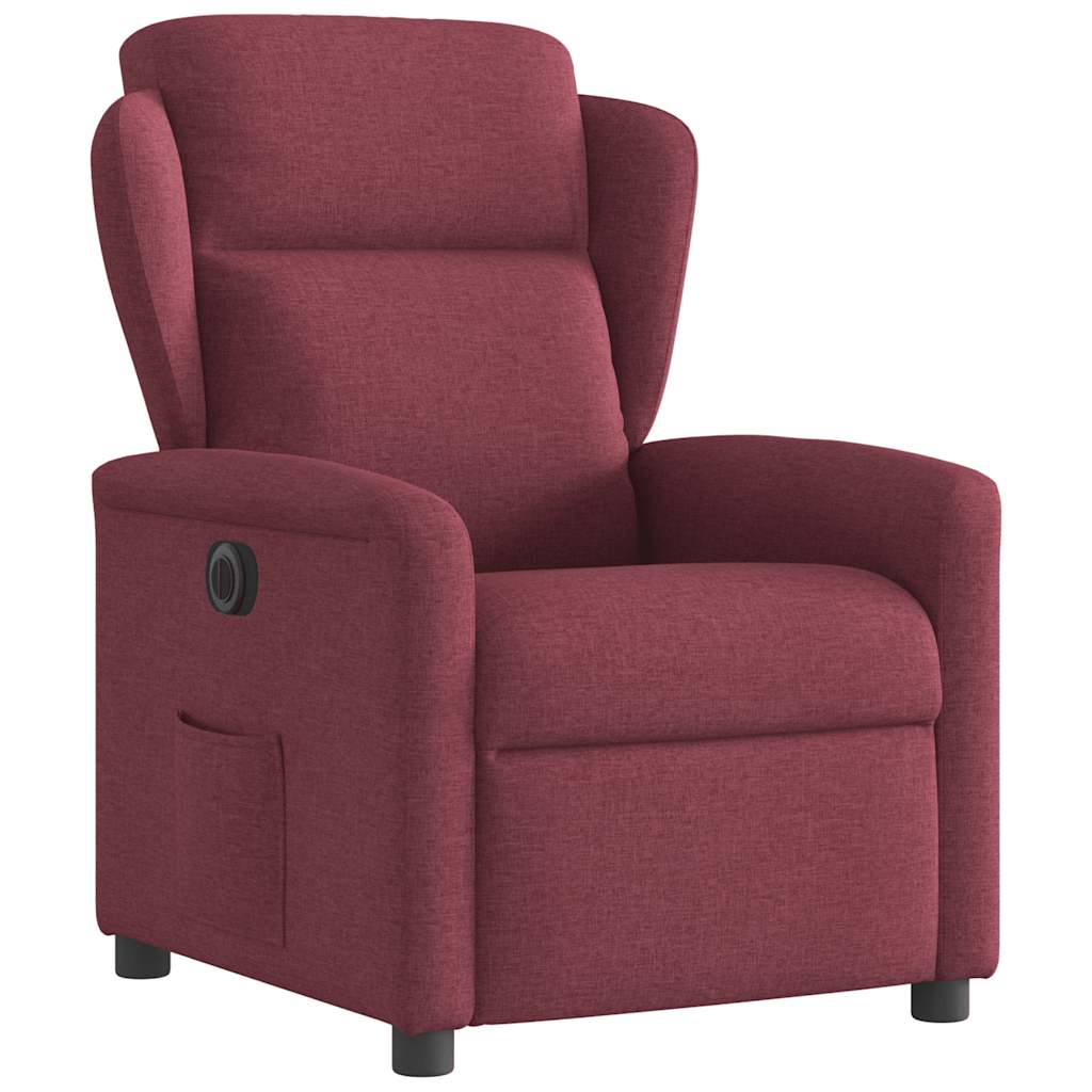 Fotoliu rabatabil electric, rosu vin, material textil — imaginea 4