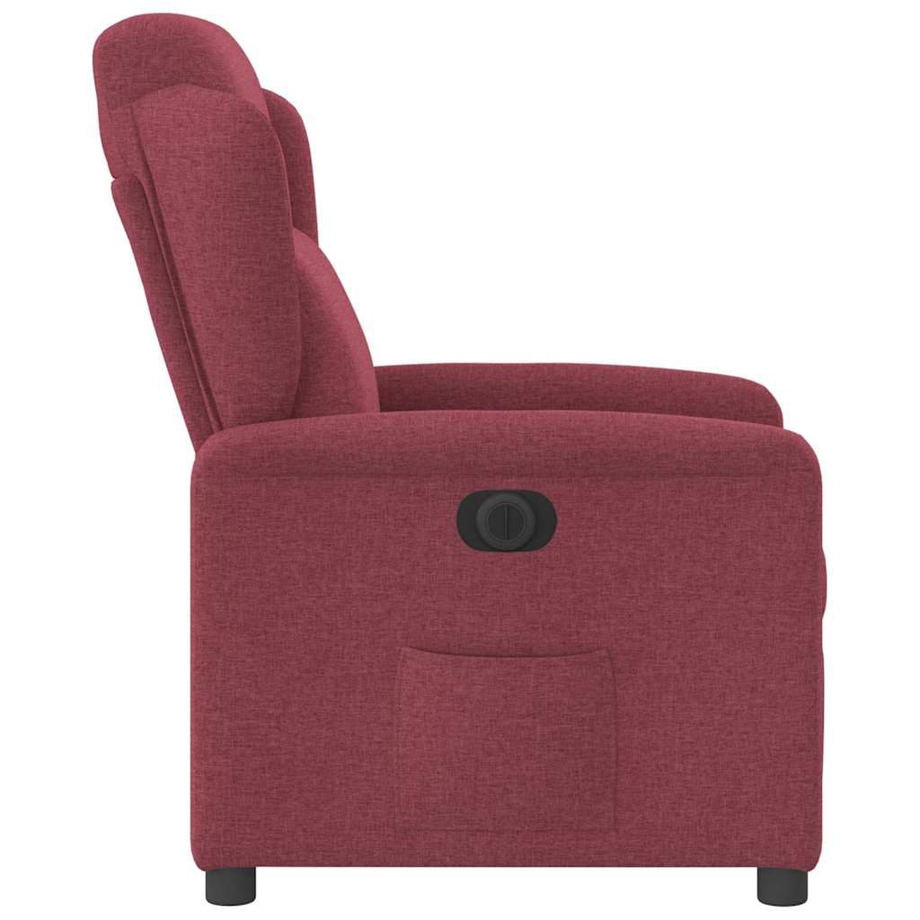 Fotoliu rabatabil electric, rosu vin, material textil — imaginea 6