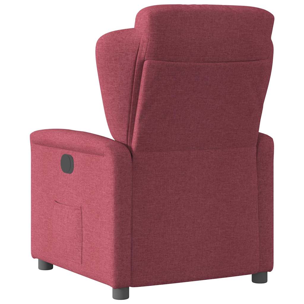 Fotoliu rabatabil electric, rosu vin, material textil — imaginea 7