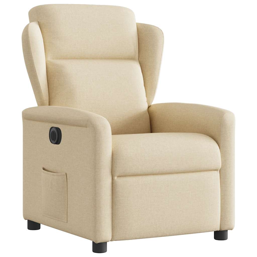 Fotoliu rabatabil electric, crem, material textil — imaginea 4