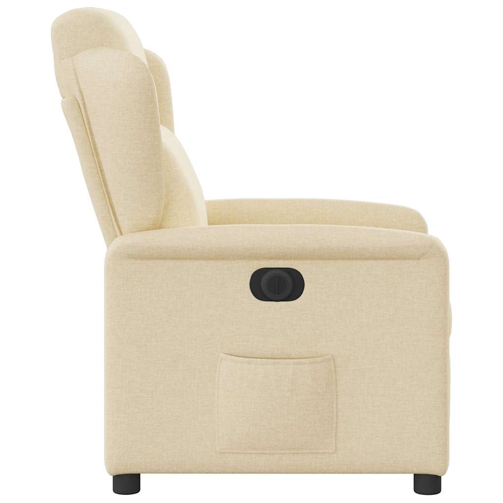 Fotoliu rabatabil electric, crem, material textil — imaginea 6