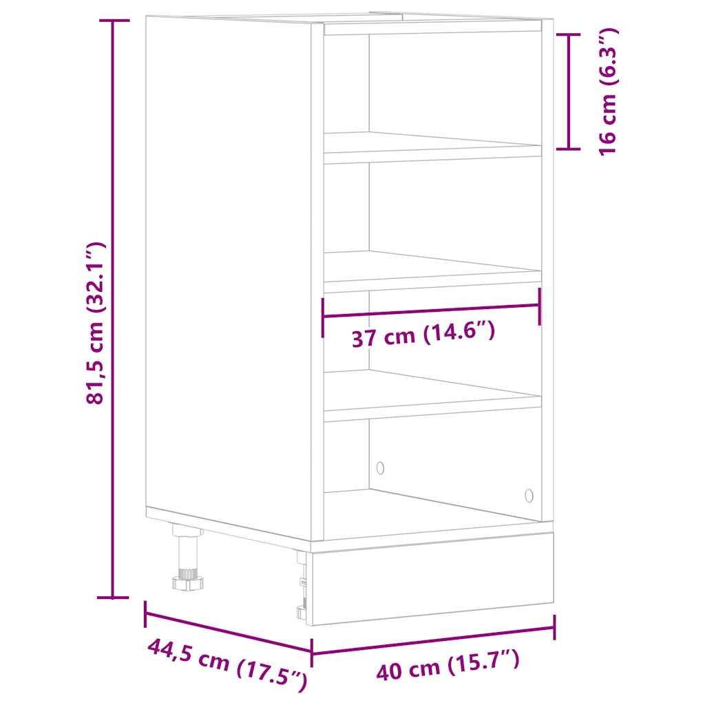 Dulap inferior, gri beton, 40x44,5x81,5 cm, PAL — imaginea 9