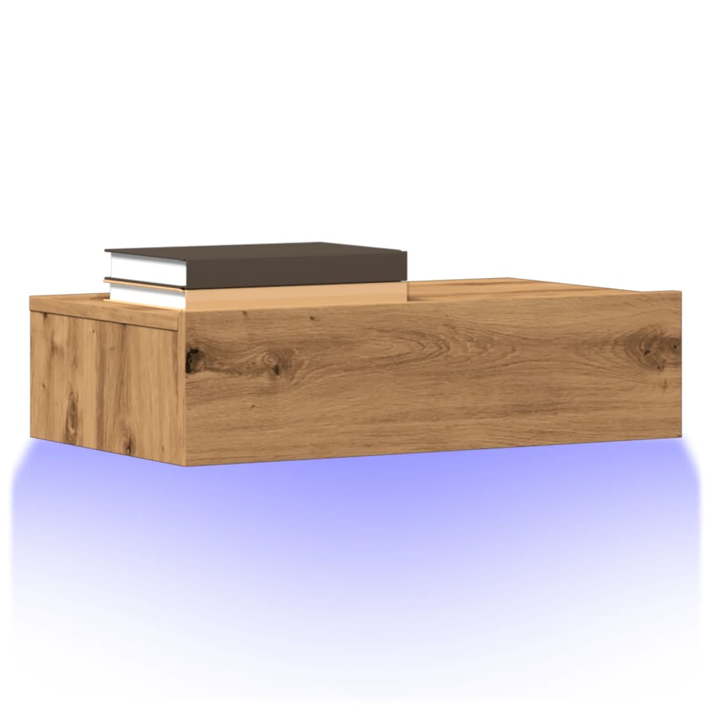 Comoda TV cu lumini LED, stejar artizanal, 60x35x15,5 cm — imaginea 2