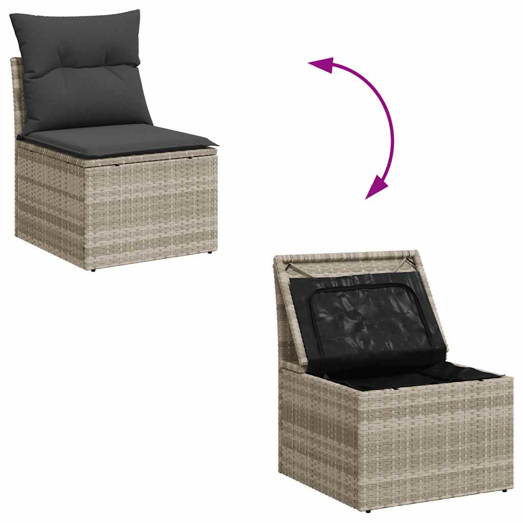Set canapele de gradina cu perne 10 piese gri deschis poliratan — imaginea 7