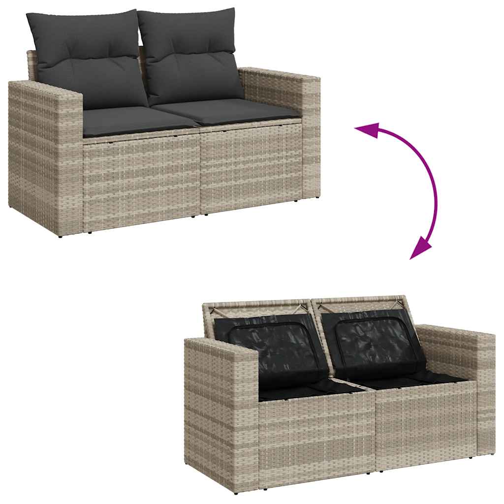 Set canapele de gradina cu perne 10 piese gri deschis poliratan — imaginea 9