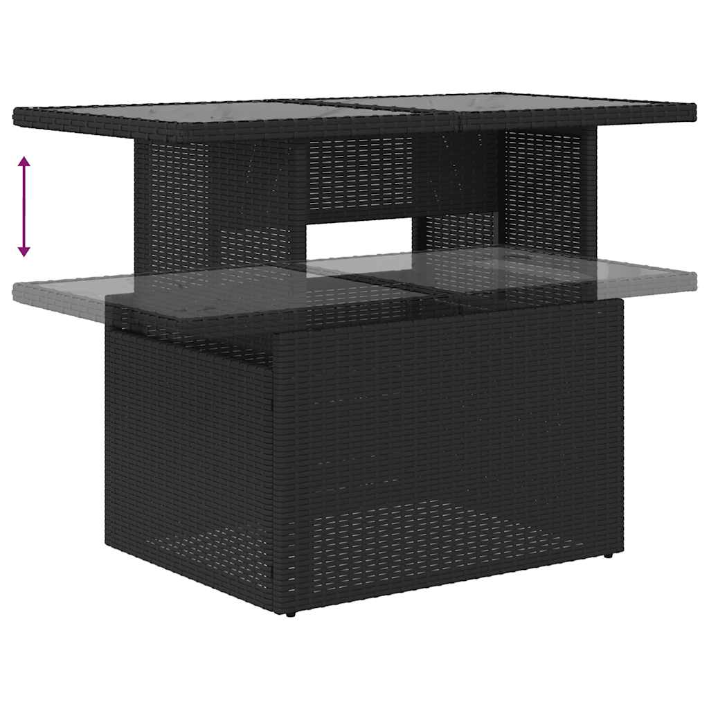 Set canapele de gradina cu perne, 7 piese, negru, poliratan — imaginea 8