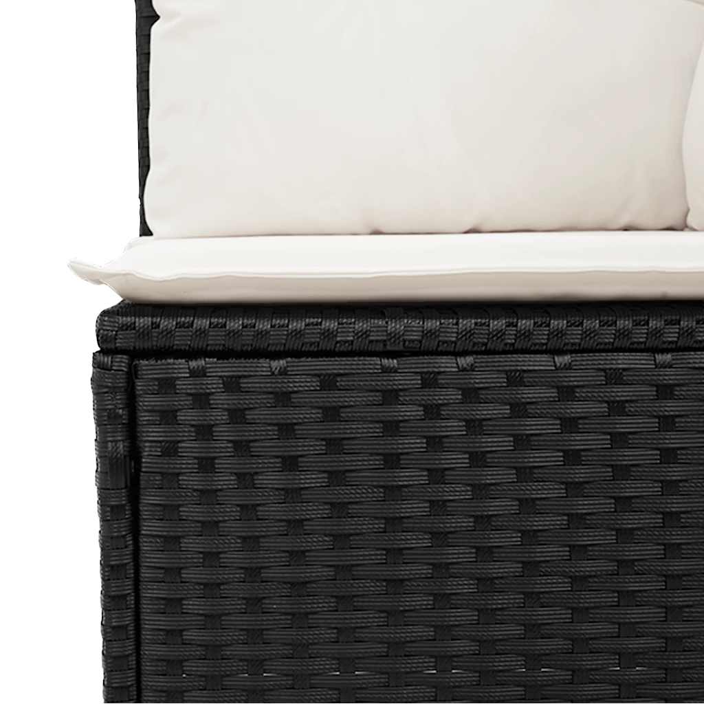Set canapele de gradina cu perne, 7 piese, negru, poliratan — imaginea 9
