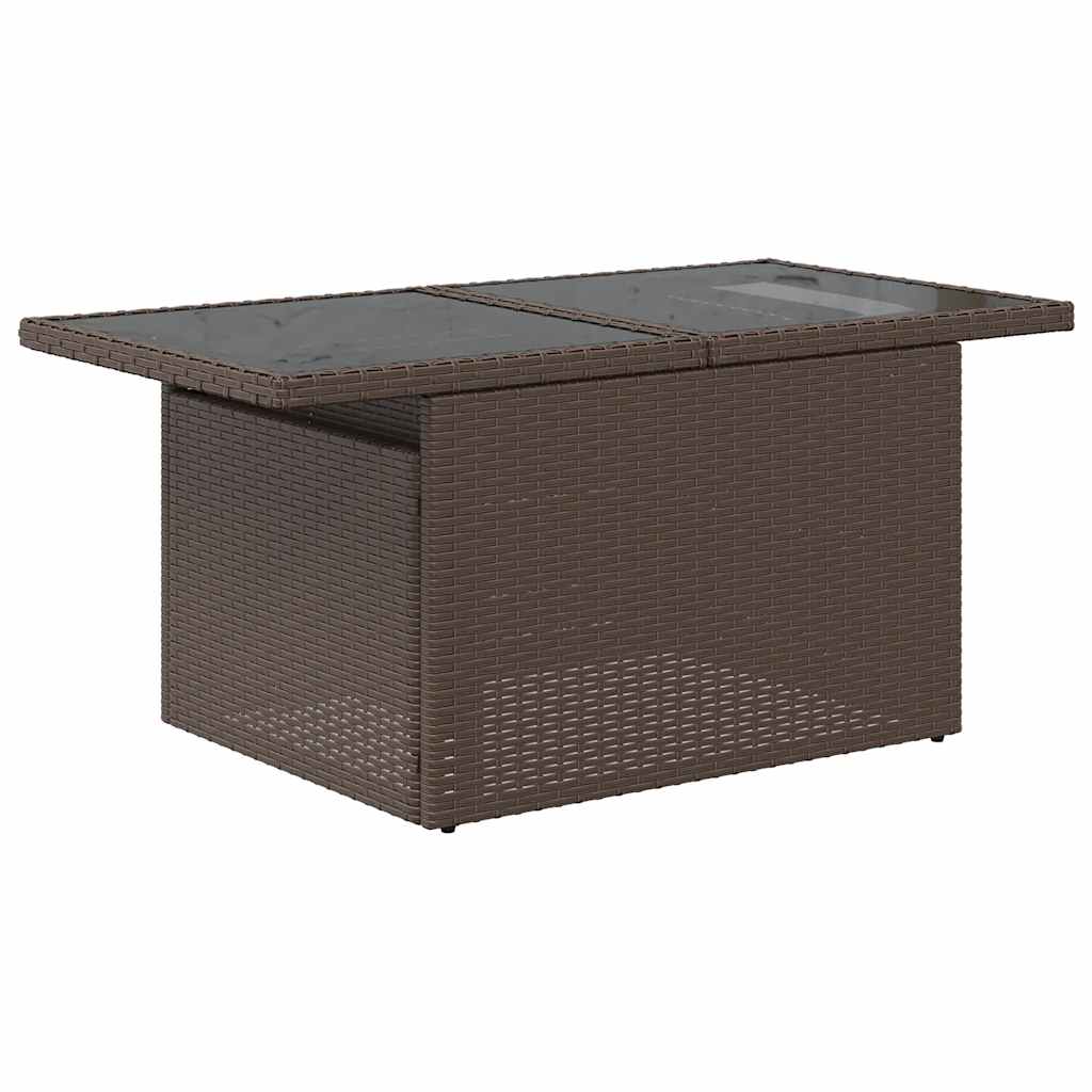 Set canapele de gradina cu perne, 10 piese, maro, poliratan — imaginea 6