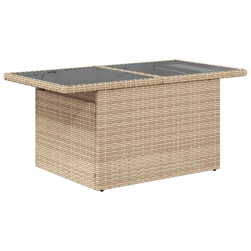 Set canapele de gradina, 7 piese, cu perne, bej, poliratan — imaginea 5