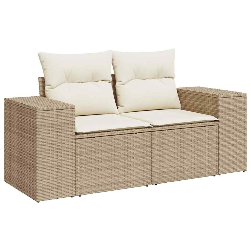 Set canapele de gradina cu perne, 6 piese, bej, poliratan — imaginea 3