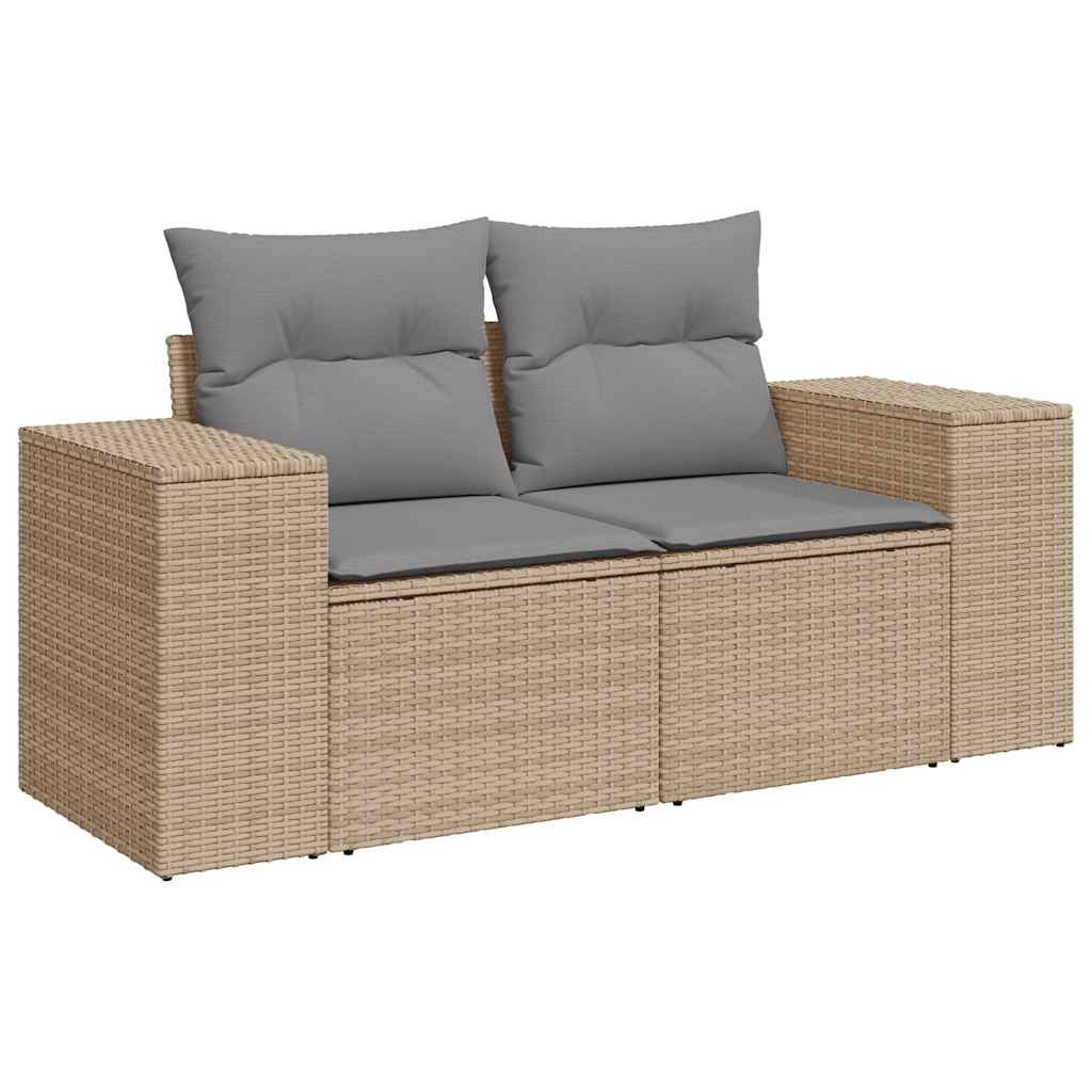 Set canapele de gradina, 9 piese, cu perne, bej, poliratan — imaginea 5