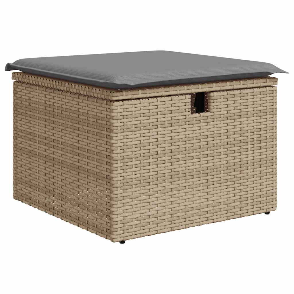 Set canapele de gradina, 9 piese, cu perne, bej, poliratan — imaginea 7