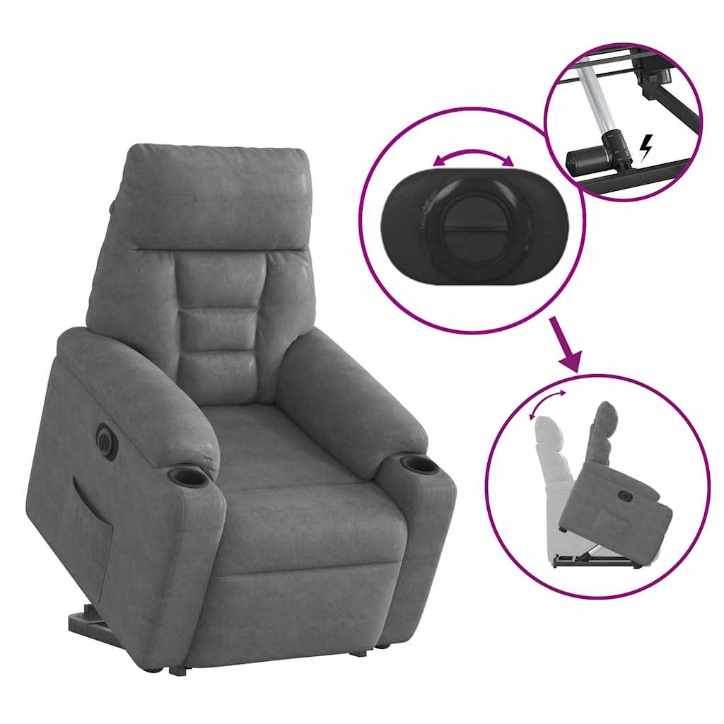 Fotoliu rabatabil electric cu ridicare, gri inchis, microfibra, model electric reclining function — imaginea 8