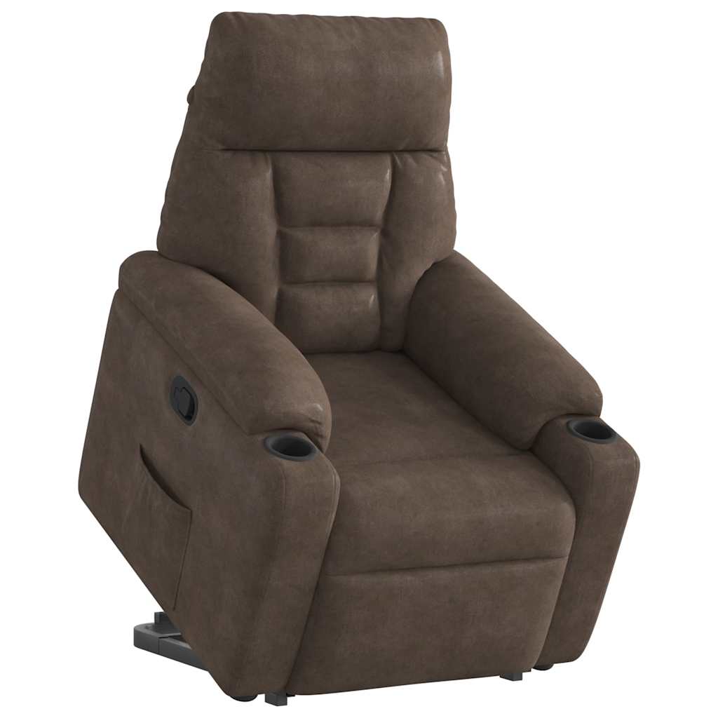 Fotoliu rabatabil cu ridicare, maro, microfibra, model manual reclining function — imaginea 3