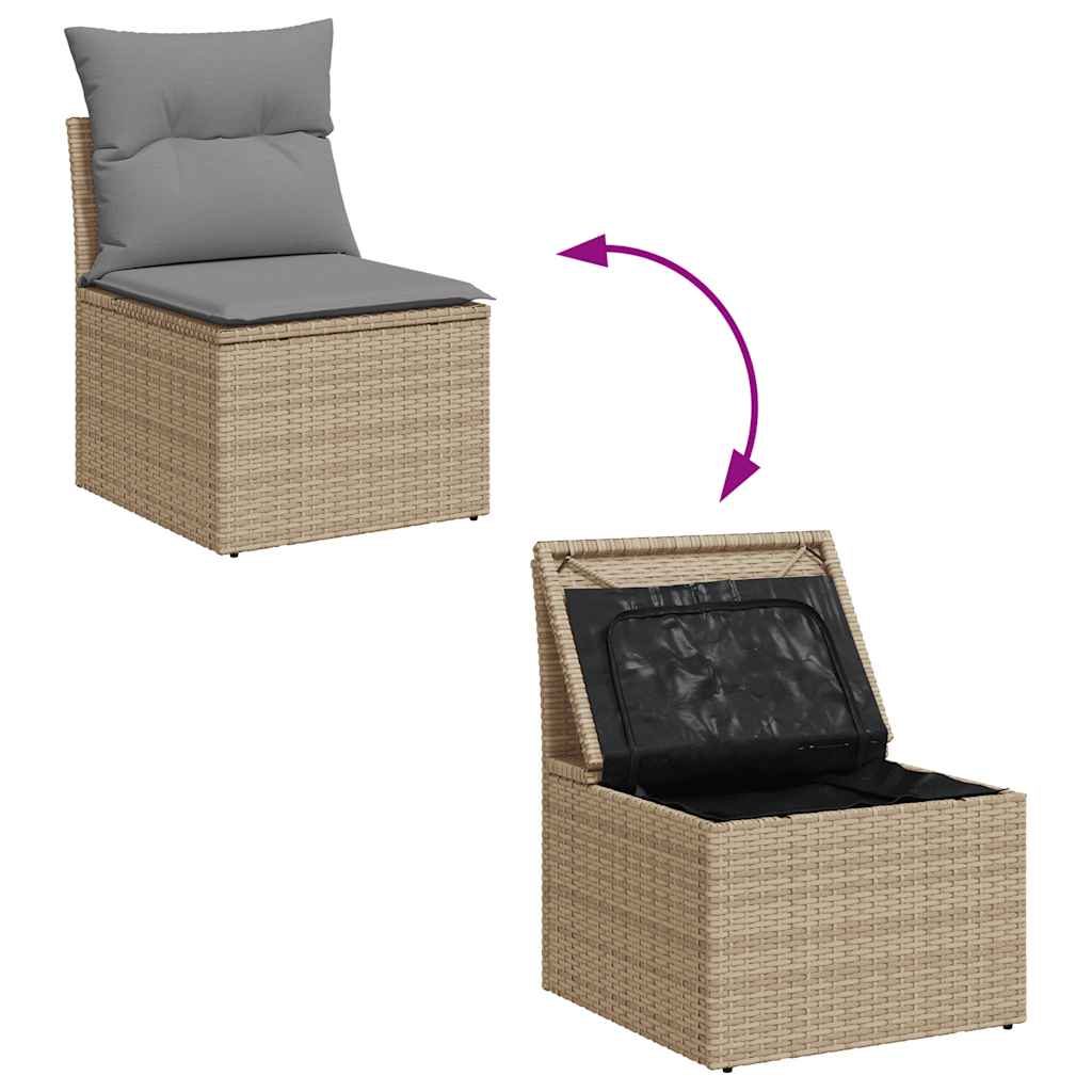 Set canapele de gradina, 4 piese, cu perne, bej, poliratan — imaginea 6