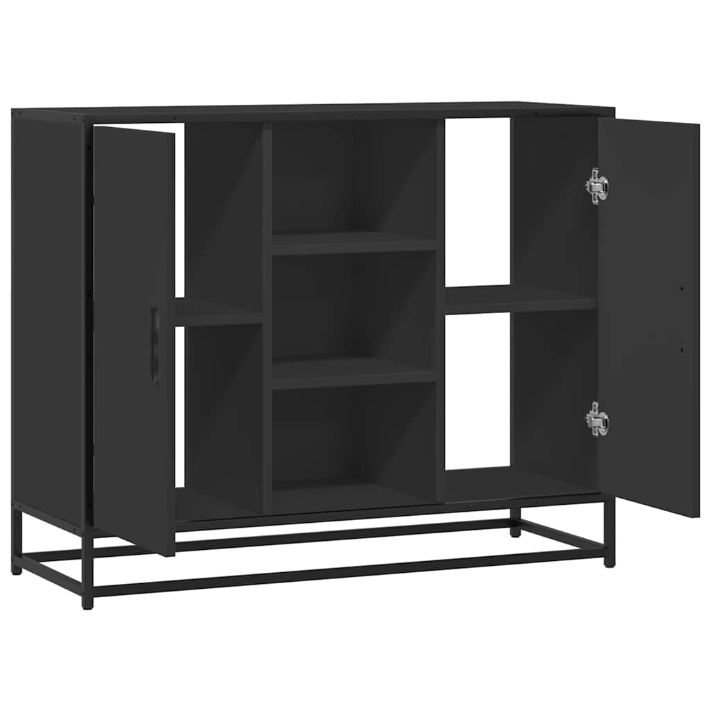 Servanta, negru, 92x35x76 cm, lemn prelucrat — imaginea 7