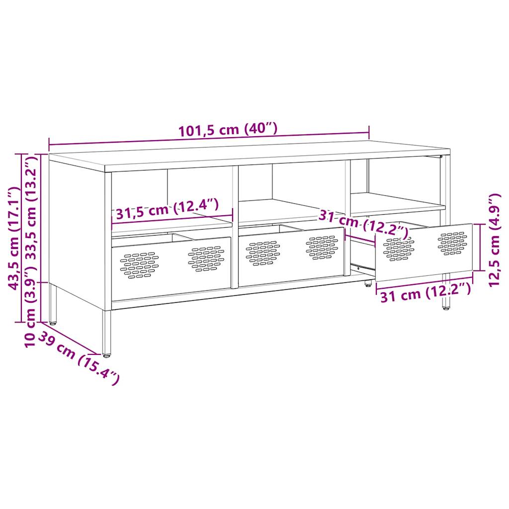 Dulap TV, negru, 101,5x39x43,5 cm, otel laminat la rece — imaginea 12