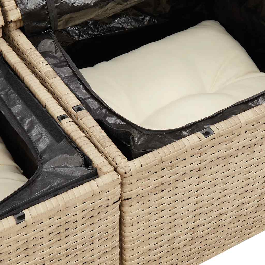 Set canapele de gradina cu perne, 10 piese, bej, poliratan — imaginea 13