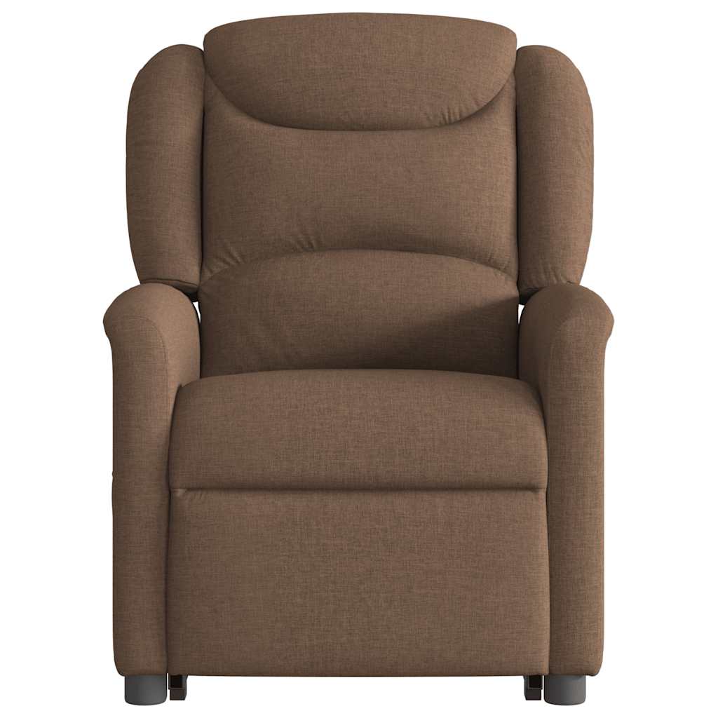 Fotoliu electric rabatabil cu ridicare, maro, textil — imaginea 5