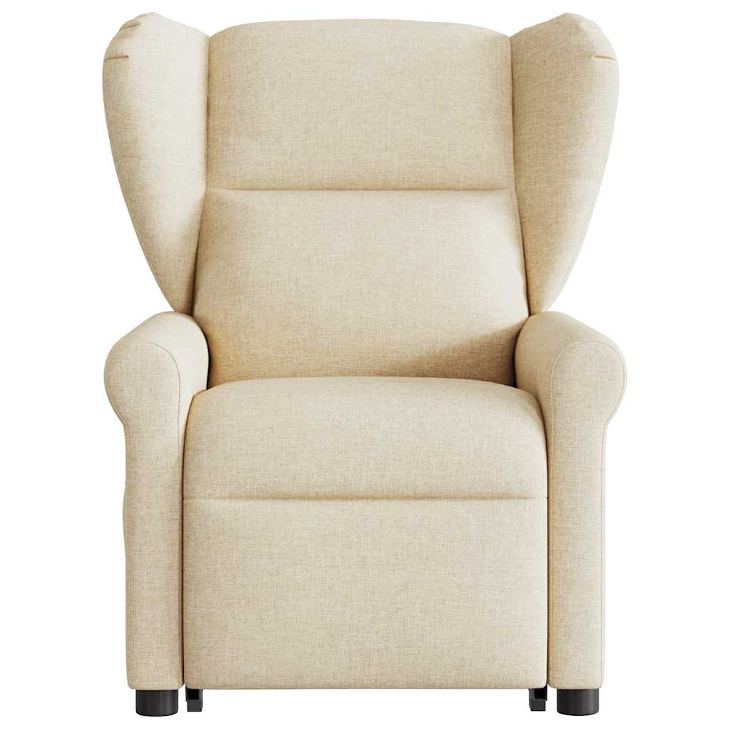 Fotoliu rabatabil cu ridicare pe verticala, crem, textil — imaginea 4