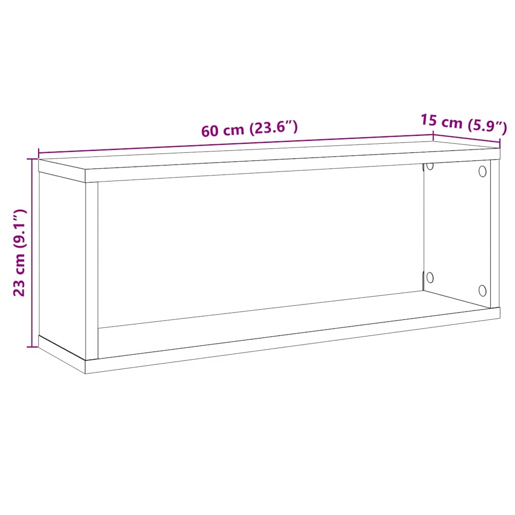 Rafturi de perete cub 6 buc. stejar artizanal, 60x15x23 cm lemn — imaginea 10