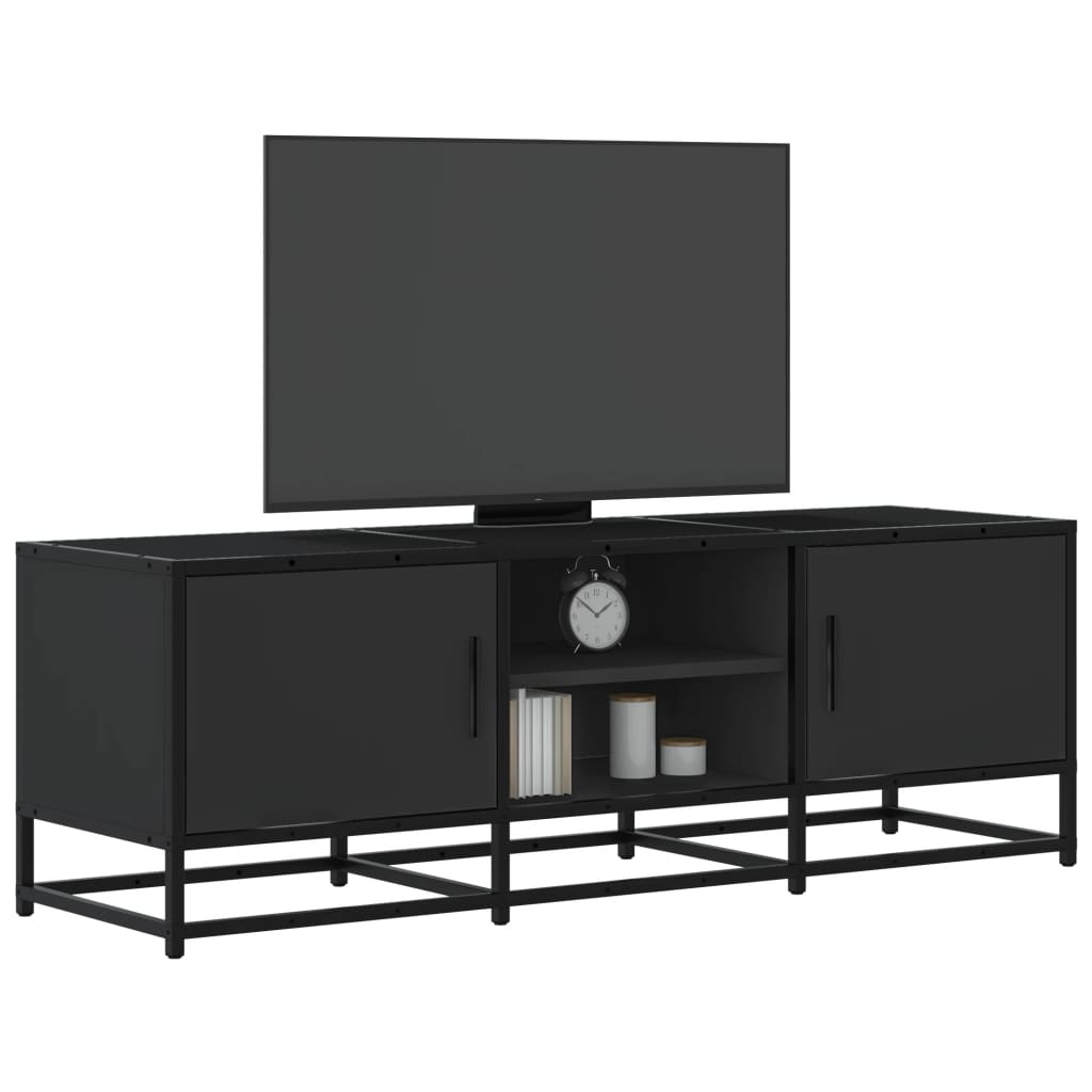 Dulap TV, negru, 120x35x41 cm, lemn prelucrat si metal — imaginea 2
