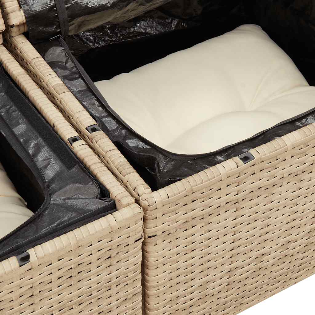 Set canapele de gradina, 7 piese, cu perne, bej, poliratan — imaginea 13