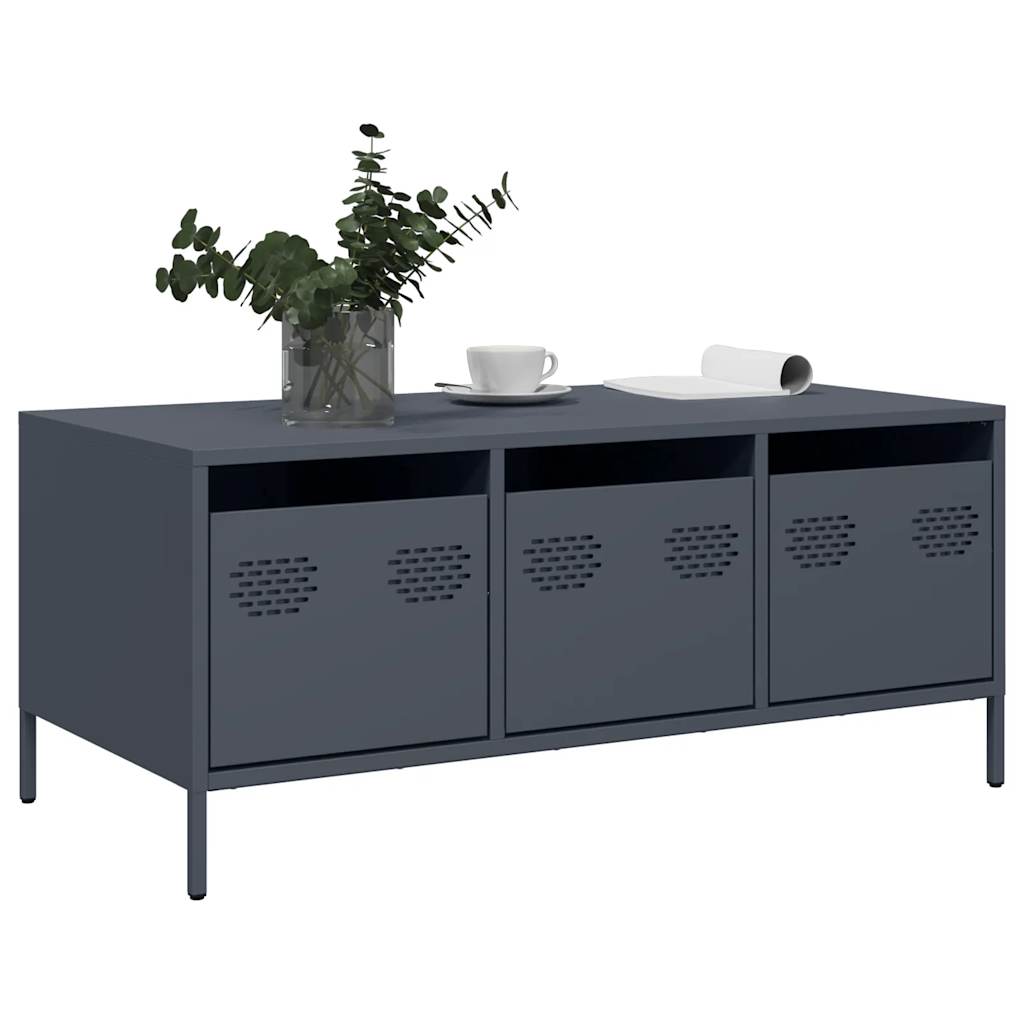 Masuta de cafea antracit 101,5x50x43,5 cm, otel laminat la rece — imaginea 3