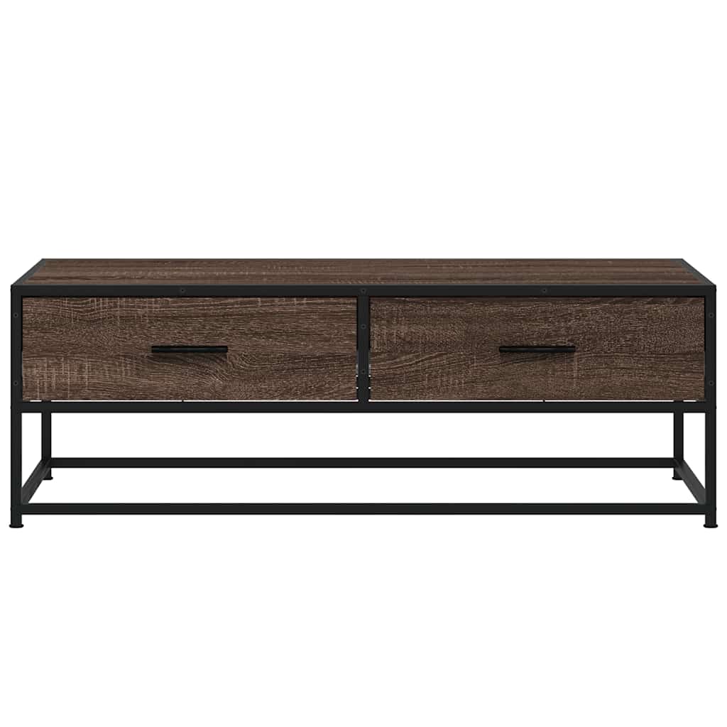 Masuta cafea, stejar maro, 100x50x35 cm, lemn prelucrat/metal — imaginea 5