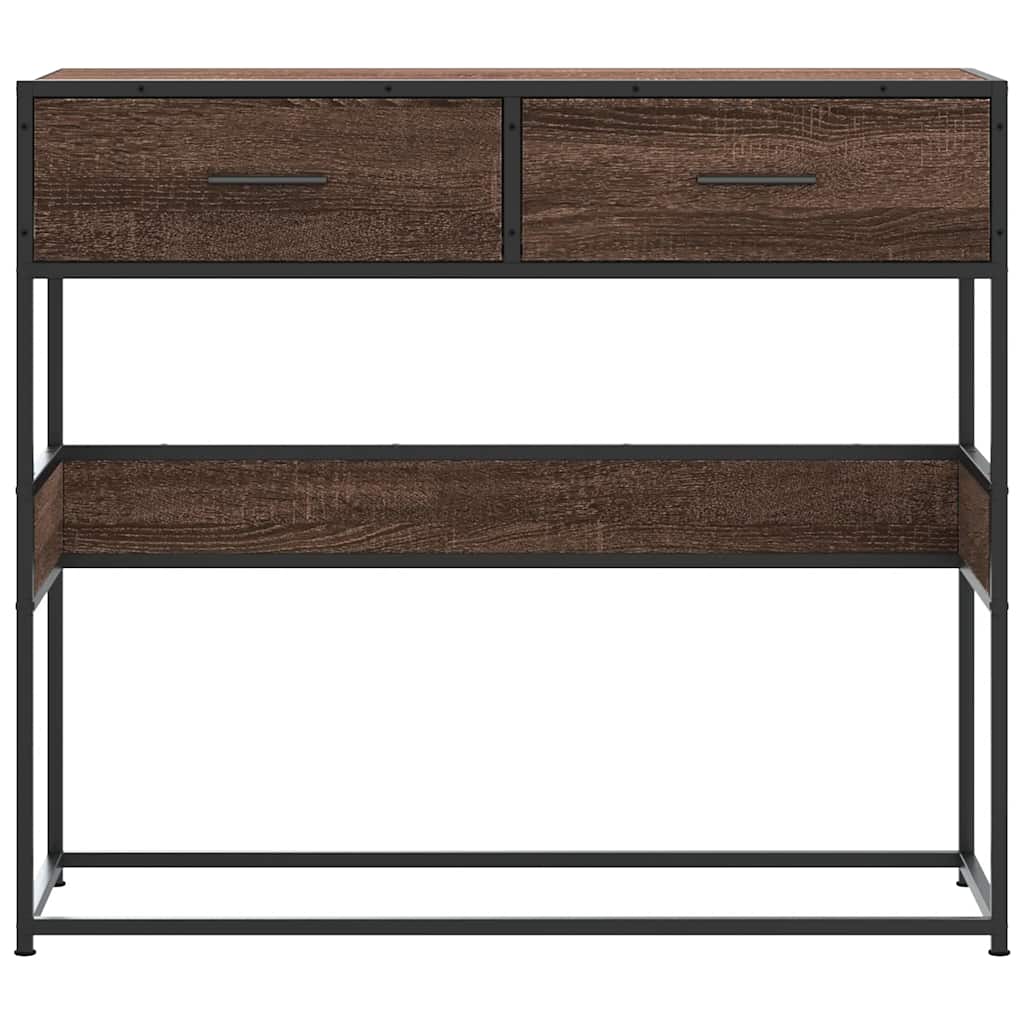Masuta consola, stejar maro, 90x35x80 cm, lemn prelucrat — imaginea 4