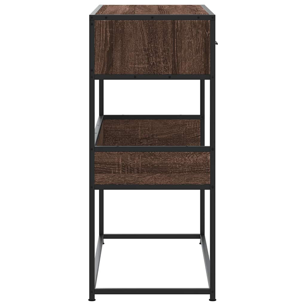 Masuta consola, stejar maro, 90x35x80 cm, lemn prelucrat — imaginea 5